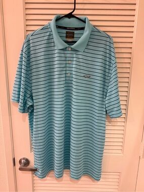 Greg Norman for Tasso Elba Blue Polo with Navy Stripes (XXL)